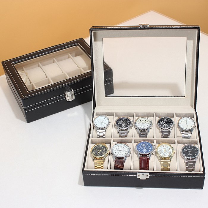 Fashion Black PU-Leder Zehn Uhren Aufbewahrungsbox