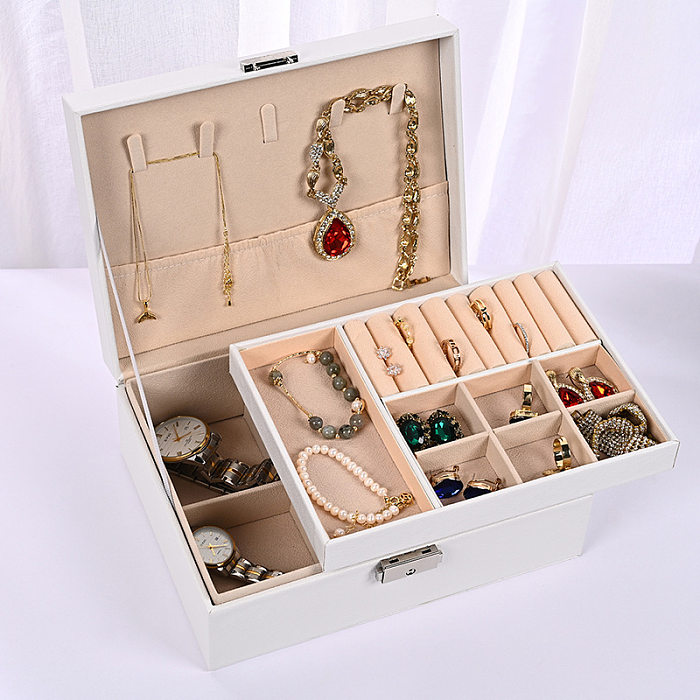Caixas de joias de couro PU estilo simples de cor sólida 1 peça
