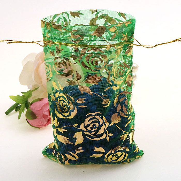 Multisize bronzing rose gauze gift decoration organza bunch pocket candy bag wholesale