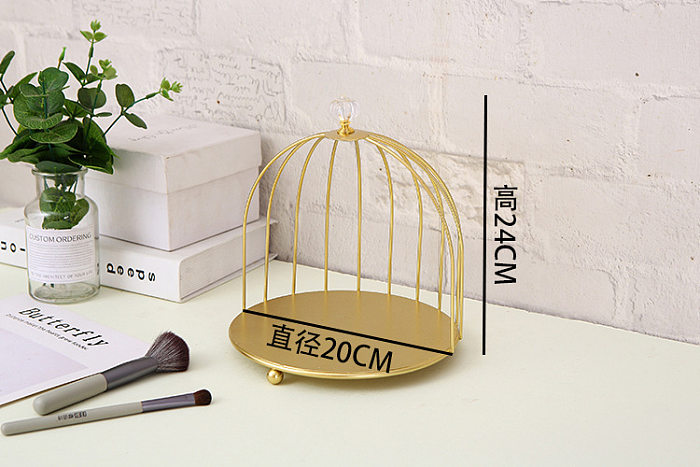 Support de cage à oiseaux en fer support de stockage cosmétique de bureau support double couche doré