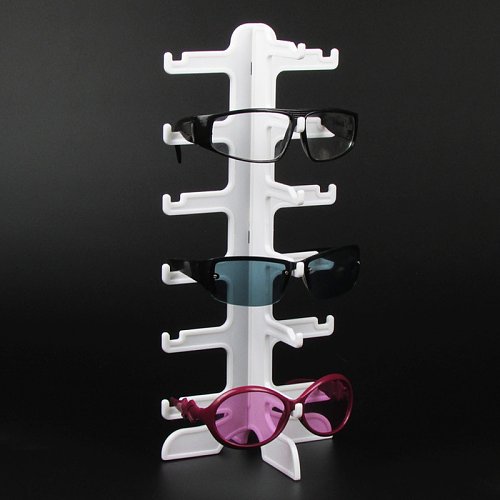 Prateleira de joias de plástico 6 seis suporte de óculos de sol de armazenamento de exibição de mesa