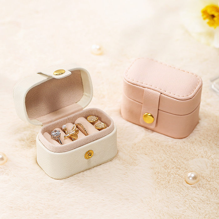 Simple Style Solid Color PU Leather Jewelry Boxes