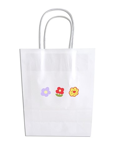 Cute color small flowers doublesided printing white simple tote shopping gift bag