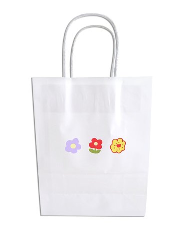 لطيف الزهور الصغيرة الملونة الطباعة مزدوجة الوجهين حقيبة تسوق هدية بسيطة بيضاء