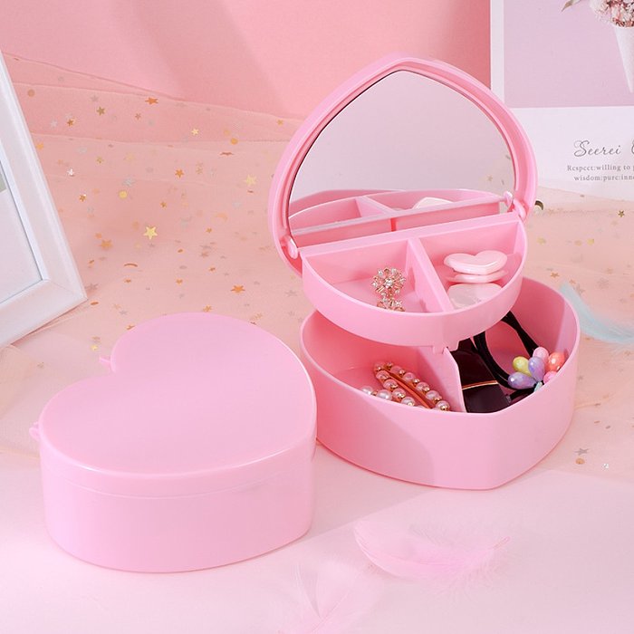 Pink girl heart storage box jewelry desktop cherry star double storage box