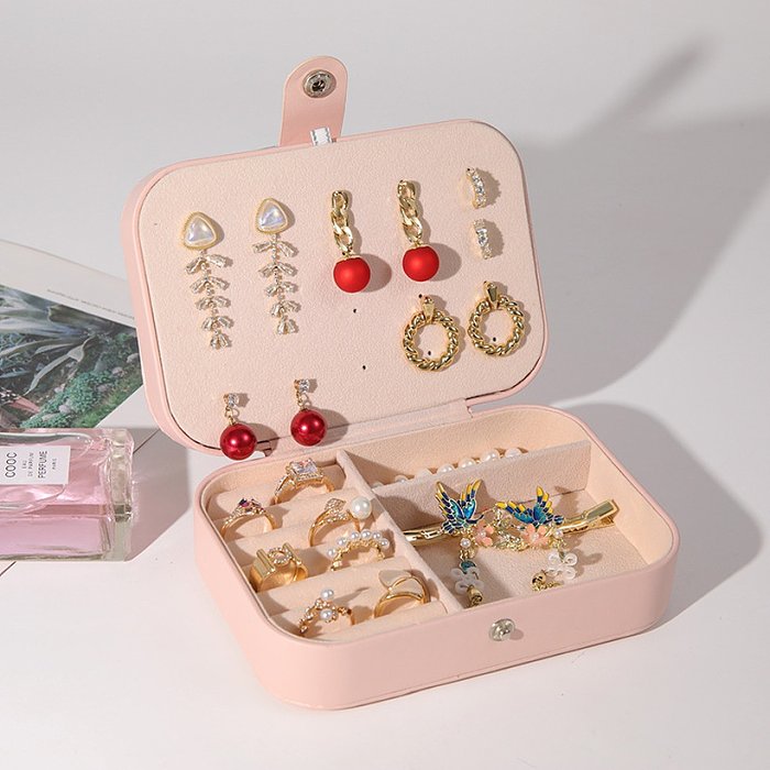 Boîtes à bijoux superposées en cuir d'unité centrale de couleur unie de style simple 1 pièce