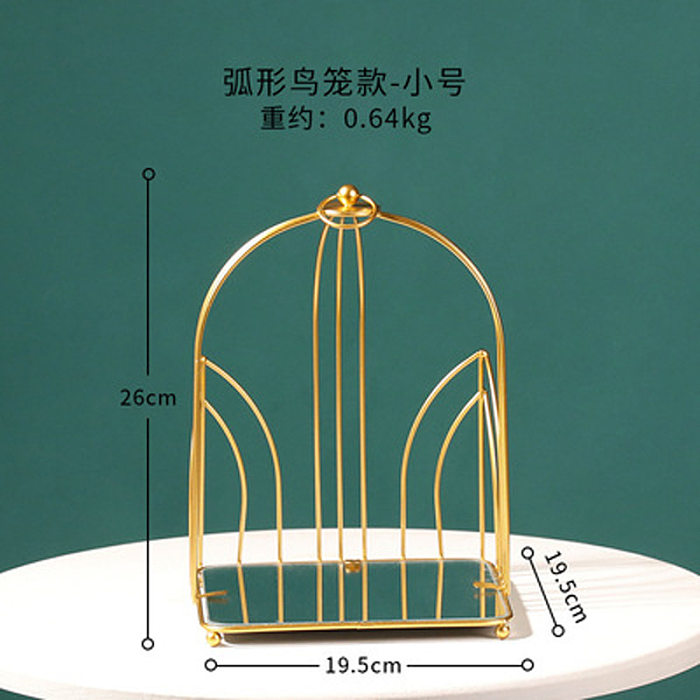 Rack de armazenamento cosmético de gaiola de pássaro criativo rack de duas camadas de mesa de ferro forjado para casa