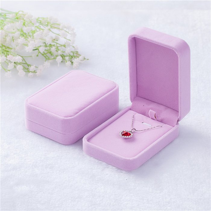 Flannel Solid Color Jewelry Necklace Large Pendant Packaging Box Wholesal