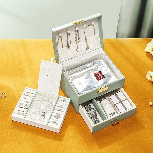 Fashion Solid Color PU Leather Jewelry Boxes