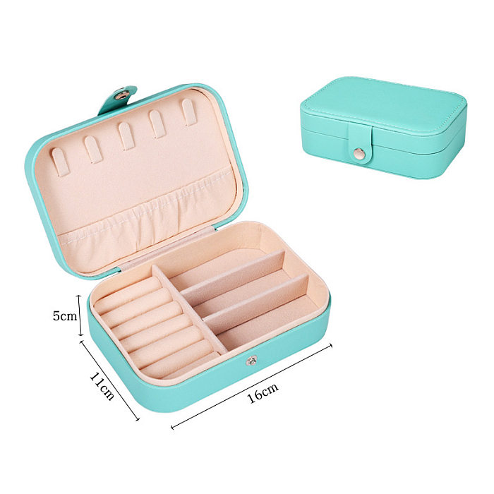 Simple Style Solid Color PU Leather Jewelry Boxes 1 Piece