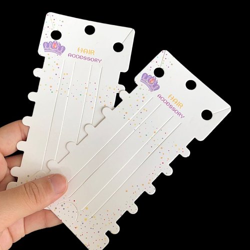100 PCS colar branco simples cartão de papel corda de cabelo cartão de grampo de cabelo anel de cabelo cartão de papel coroa roxa conjunto local de embalagem