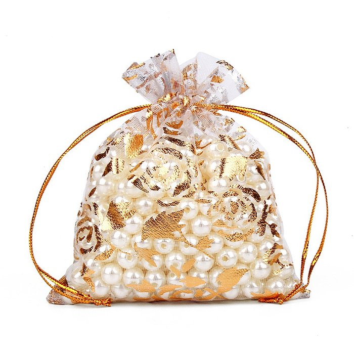Multisize bronzant rose gaze cadeau décoration organza bouquet poche sac de bonbons en gros
