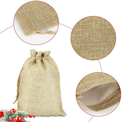 Simple Style Solid Color Linen Drawstring Jewelry Packaging Bags