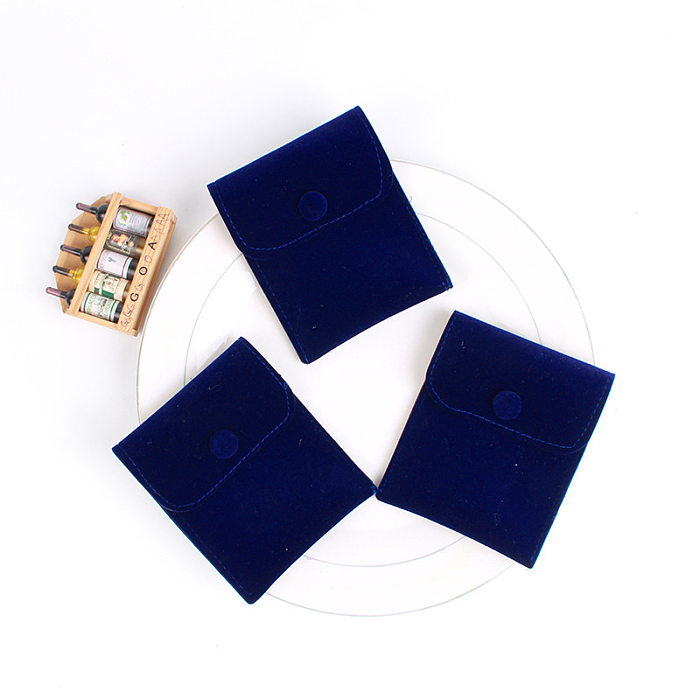 Snap New Jewelry Packaging Bolsa de franela con doble solapa de terciopelo de color sólido