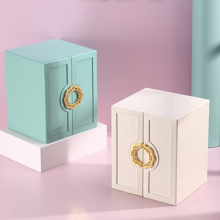 Cajas de joyería de metal de franela de cuero PU de color sólido de moda