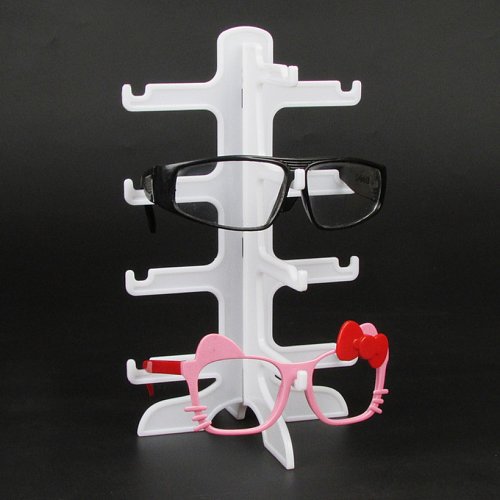Estante de joyería plástico 6 seis soporte de gafas de sol de almacenamiento de exhibición de escritorio