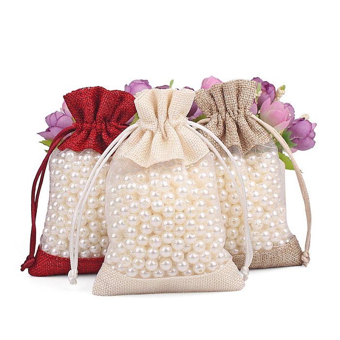 100 pcs imitation sack jewelry drawstring bag gift sackcloth packaging bag