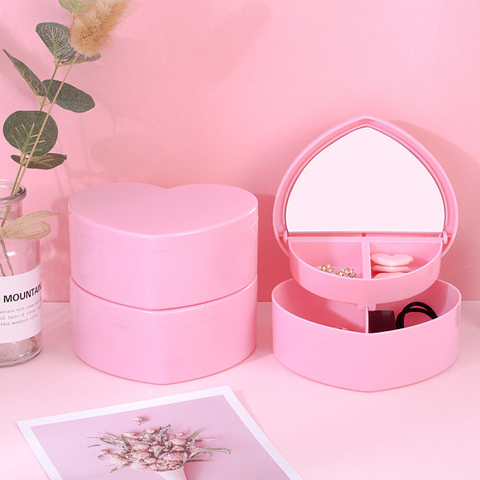Caixa de armazenamento de coração rosa para joias de mesa estrela cereja caixa de armazenamento dupla