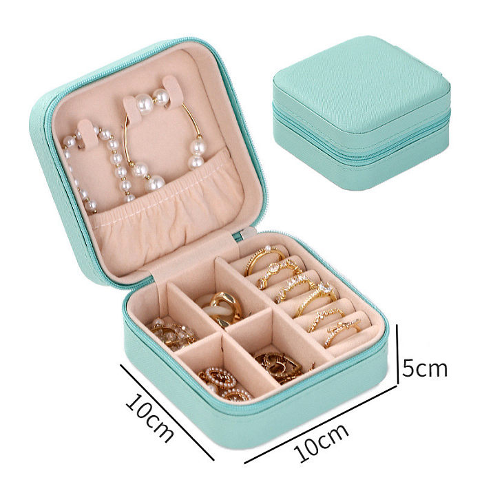 Retro Solid Color PU Leather Jewelry Boxes 1 Piece