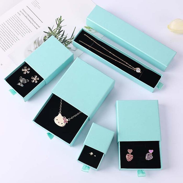 Simple Style Solid Color Paper Jewelry Boxes 1 Piece