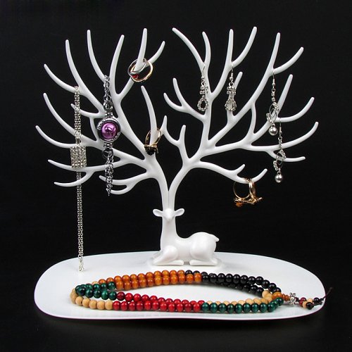 Estante de joyería plástico creativo asta de árbol pendientes de uñas pulsera collar estante de almacenamiento soporte de exhibición de joyería de escritorio