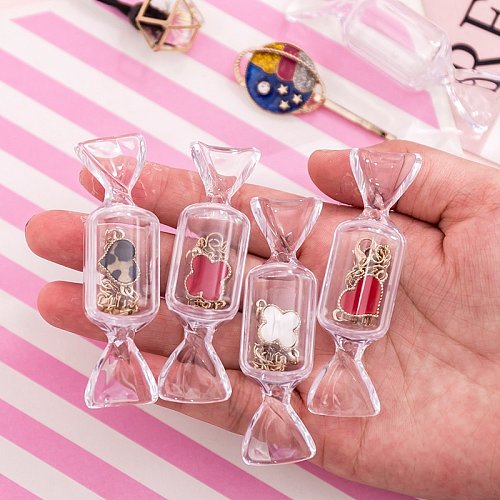 Cajas de joyería transparentes de plástico de color sólido de caramelo de moda