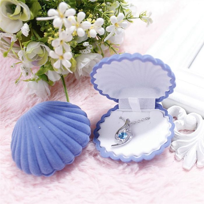 Caixa de joias em forma de coroa de flores com concha de cor sólida fofa fashion