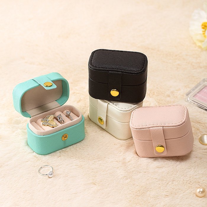 Simple Style Solid Color PU Leather Jewelry Boxes