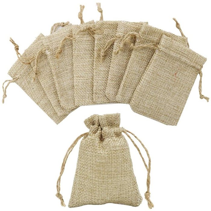 Basic Solid Color Linen Drawstring Jewelry Packaging Bags