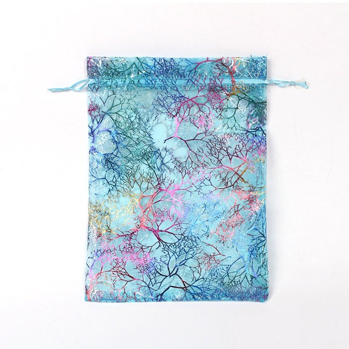 Empaquetado transparente coralino colorido de la joyería del bolso de la malla del paquete del lazo del hilado