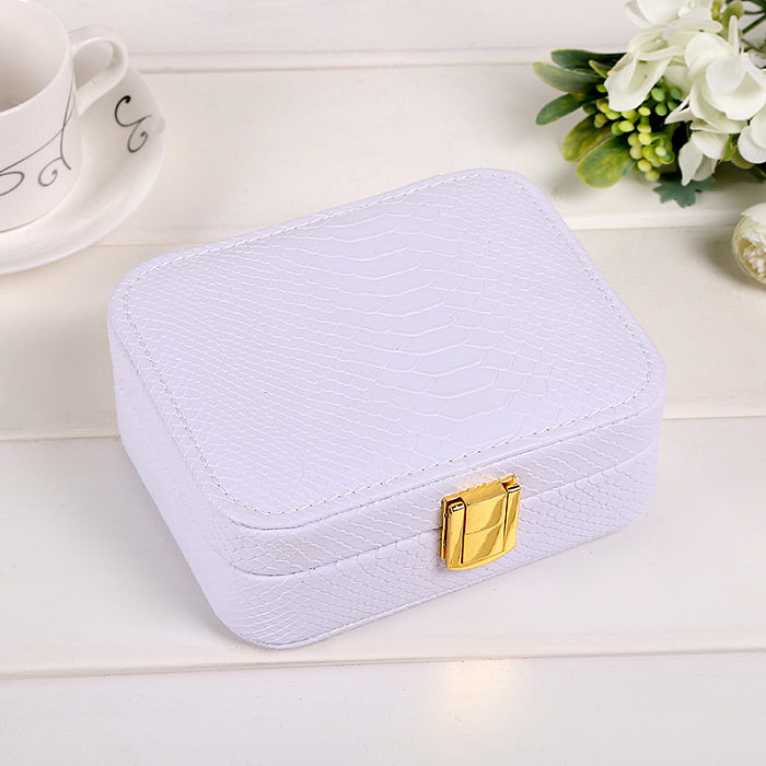 Fashion Geometric Solid Color Pu Leather Jewelry Boxes