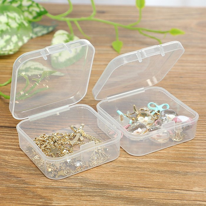 Nouveau carré transparent boîte en plastique petit objet boîte de rangement de bijoux couvercle ouvert scellé boîte en plastique anti-poussière en gros