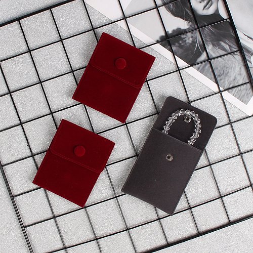 Snap New Jewelry Packaging Solid Color Double Velvet Flap Flannel Bag