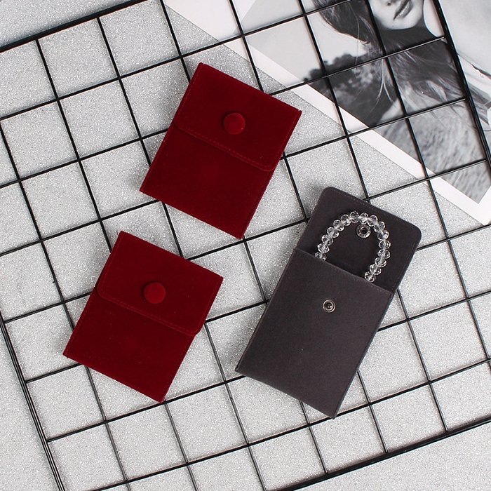Snap New Jewelry Packaging Sac en flanelle à double rabat en velours de couleur unie