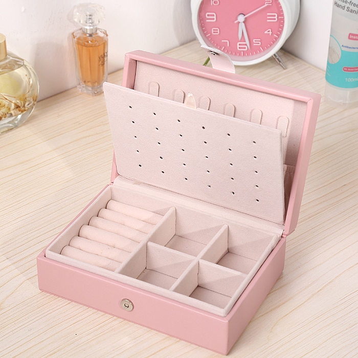 Simple Style Stripe Pu Leather Jewelry Boxes