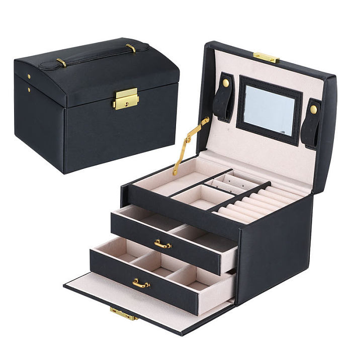Fashion Geometric PU Leather Metal Jewelry Boxes