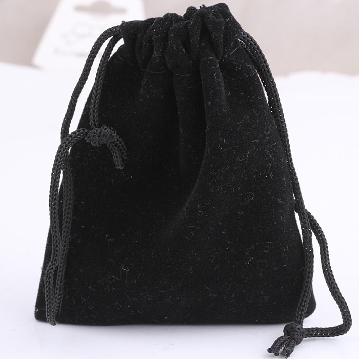 simple Black Flannel Drawstring Jewelry Packing Bag Wholesale