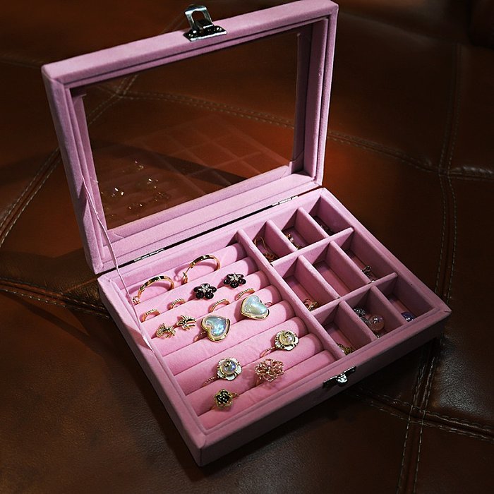 Boîtes à bijoux en flanelle de couleur unie de base