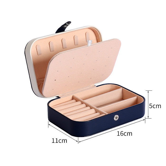Simple Flip Travel Double Layer Jewelry Box Ring Necklace Ear Stud MultiLayer Jewelry Box Portable Jewelry Storage Box