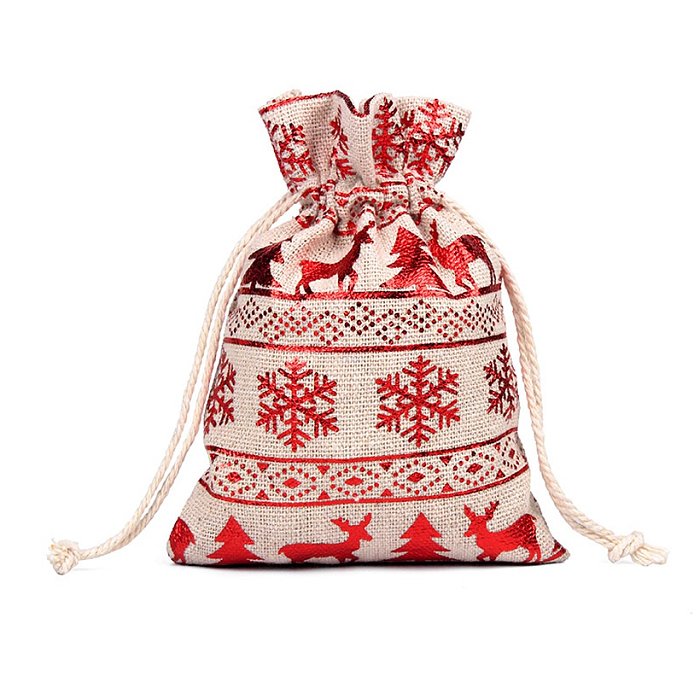 bronzant coton lin paquet bouche créatif flocon de neige sac cadeau de Noël