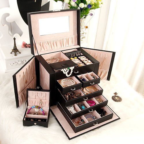 Fashion Solid Color PU Leather Jewelry Boxes