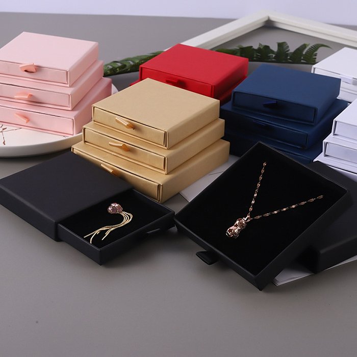 Simple Style Solid Color Paper Jewelry Boxes 1 Piece