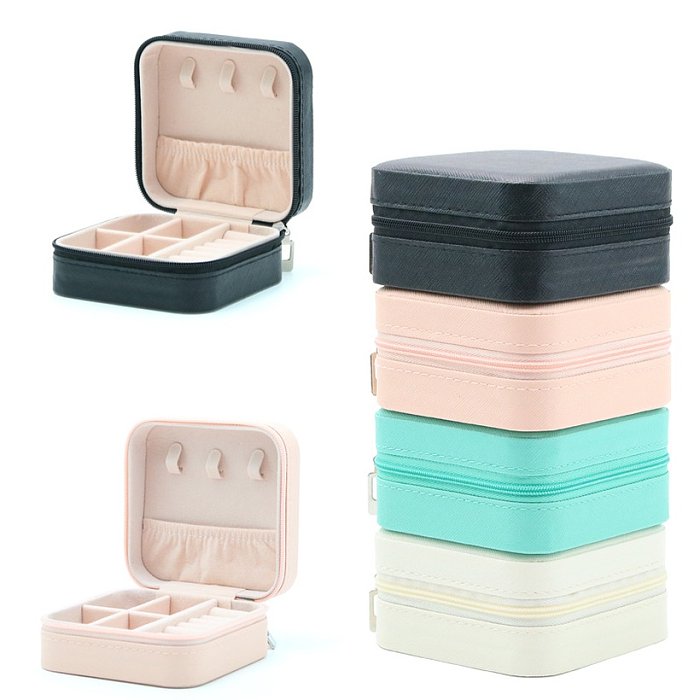 Casual Solid Color PU Leather Jewelry Boxes