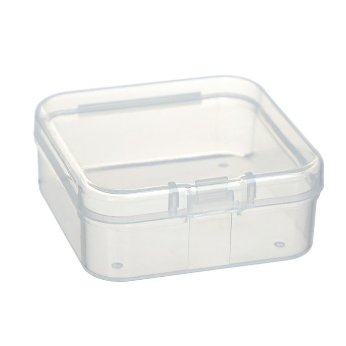 Nueva caja cuadrada de plástico transparente, caja de almacenamiento de joyas de objetos pequeños, tapa abierta, caja de plástico sellada a prueba de polvo, venta al por mayor