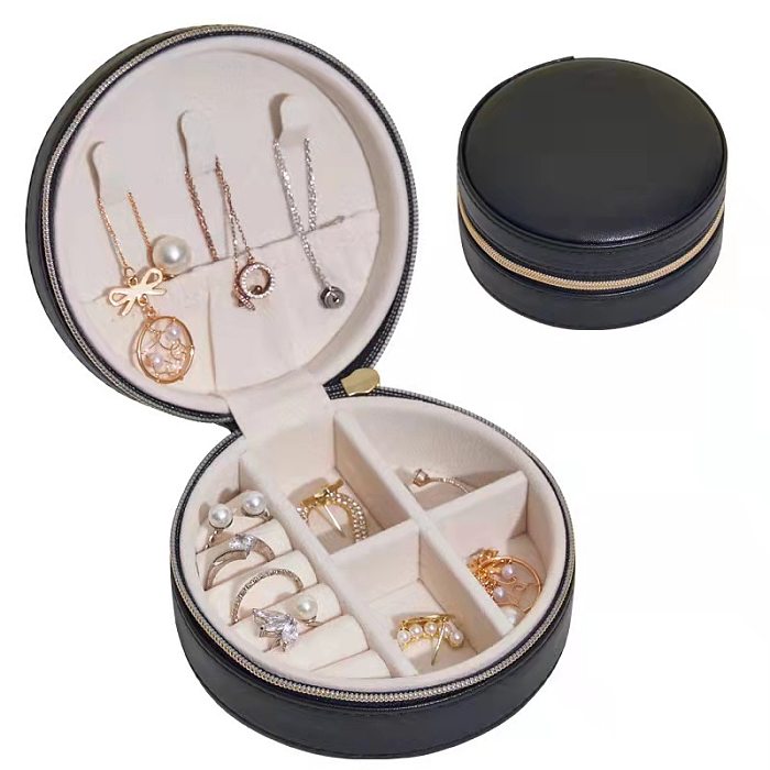 Basic Round PU Leather Jewelry Boxes