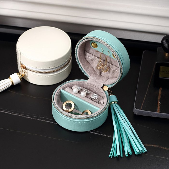 Fashion Solid Color PU Leather Tassel Jewelry Boxes