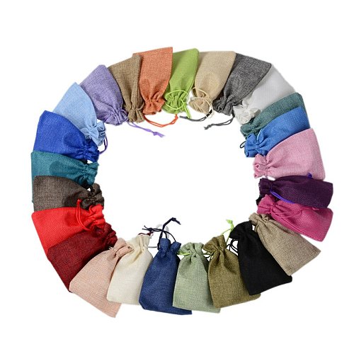 Sacos de embalagem de joias de tecido estilo simples cor sólida com cordão