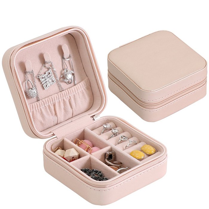 Fashion Geometric Solid Color PU Leather Jewelry Boxes