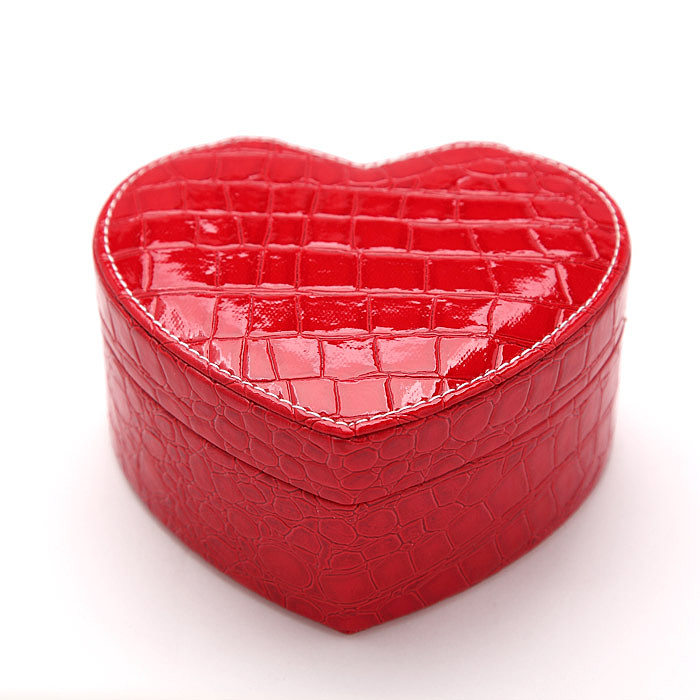 Caixas de joias de couro PU xadrez retrô em formato de coração