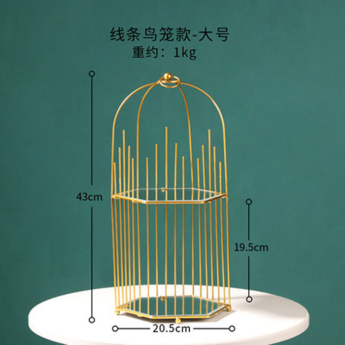support de stockage cosmétique de cage à oiseaux créatif support de double couche de bureau en fer forgé à la maison